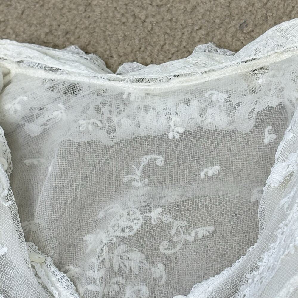 Antique 1920s Lace Edwardian Blouse Bridal Lingerie Ivory Romantic Size S - Picture 7 of 14